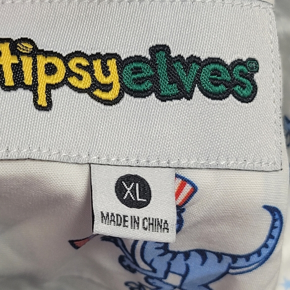 TIPSY ELVES NWT ISLAND OF THE FREE BUTTON DOWN SHIRT MENS DINOSAUR - Picture 3 of 4